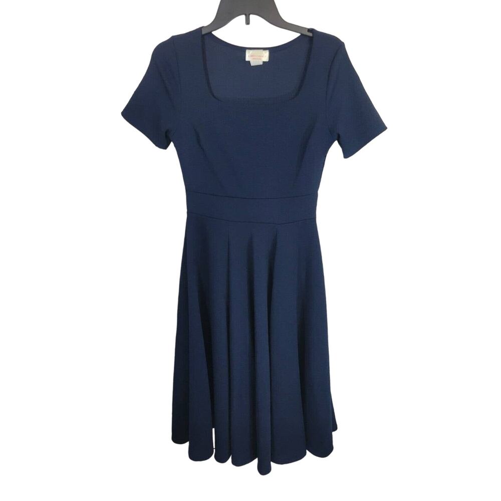 Karen-T Design Navy Blue Square Neck Pinup Swing Dress 90"‎ swing Sz Large